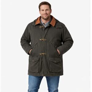 Mens Authentic Structure Outerwear Chore Barn Coat Green Large Leather Collar